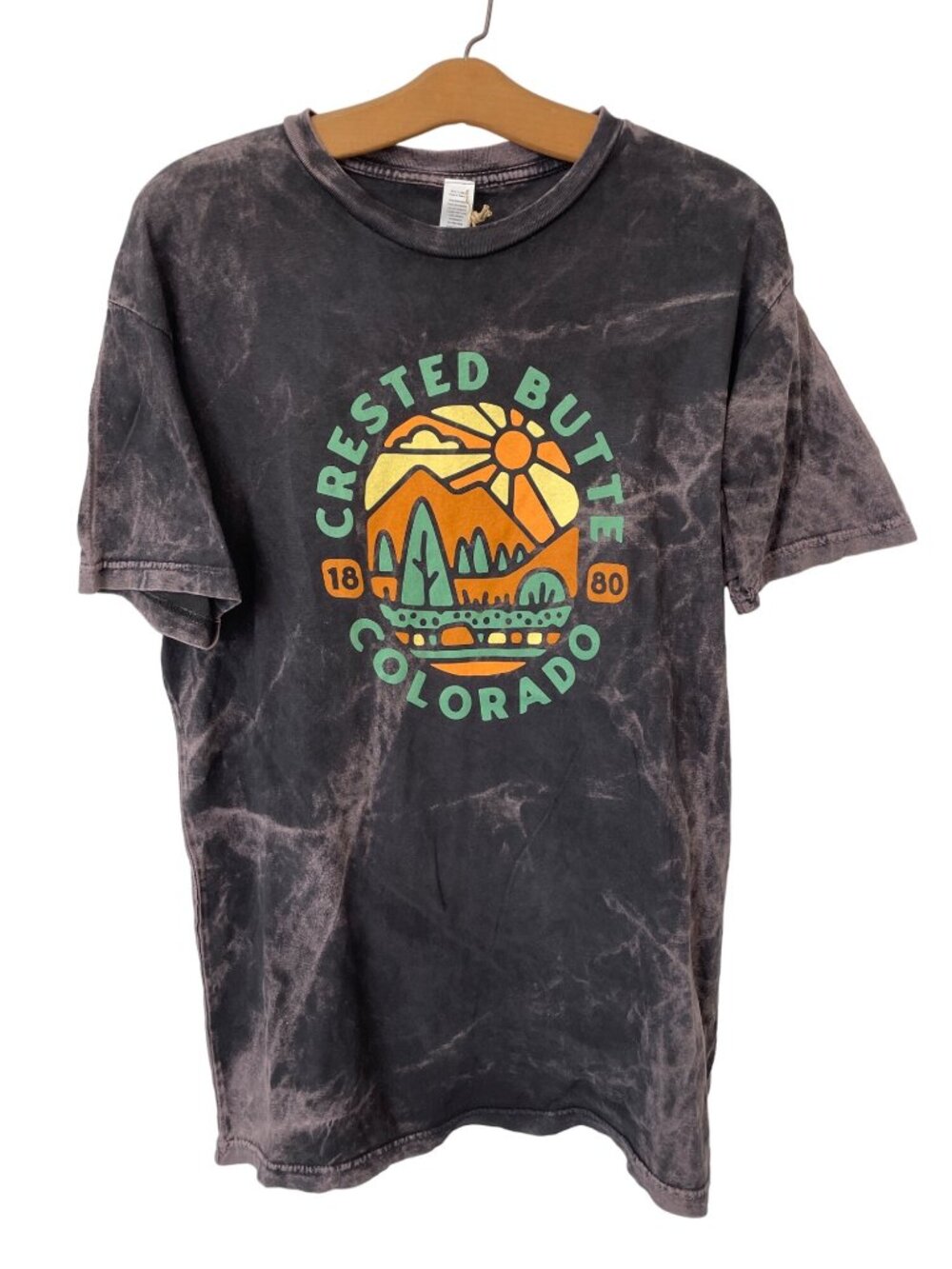 Good Land Supply Co. Graphic Tee Medium Crested Butte Colorado Black Tie Dye NEW